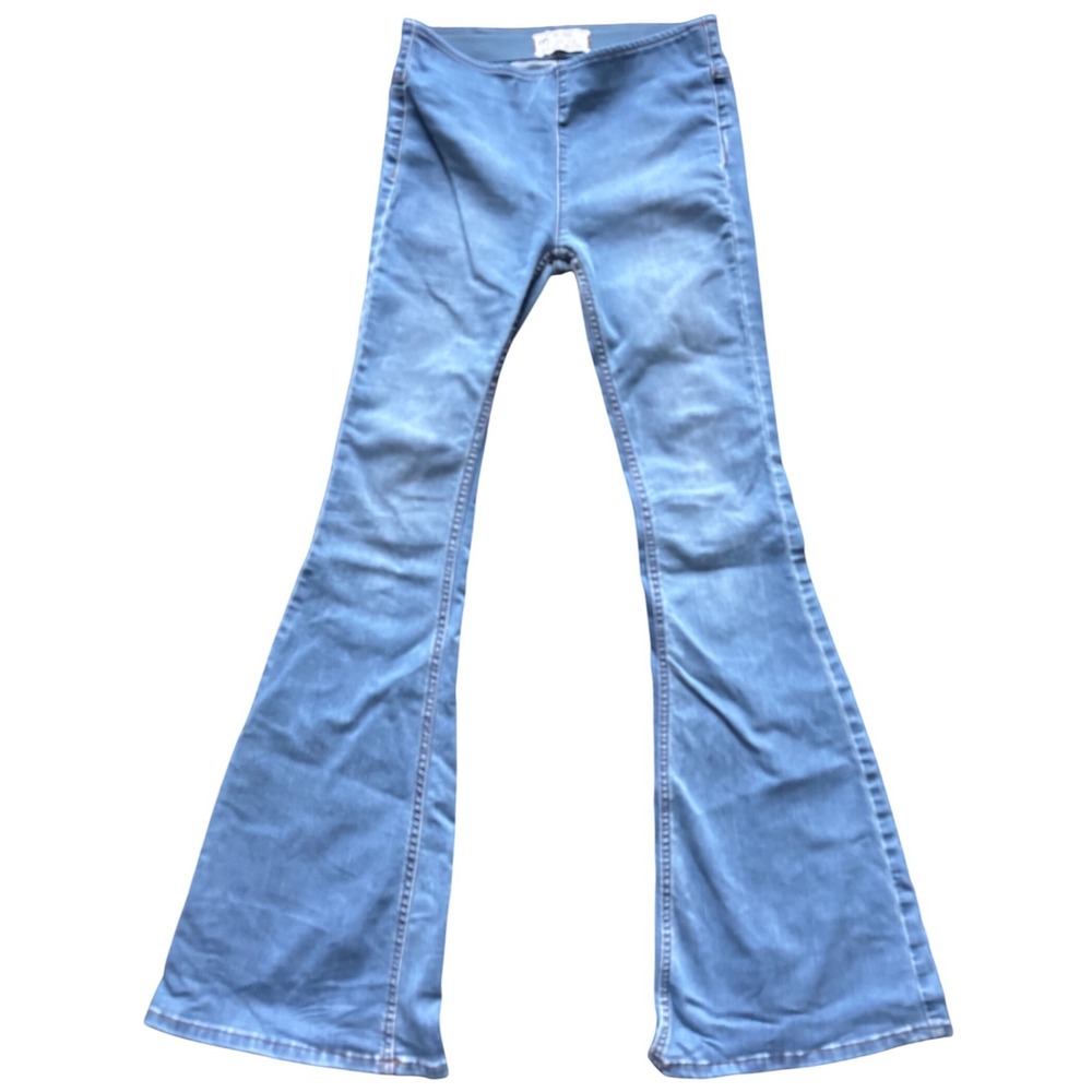 Free People Flare Jeans Blue High Rise Bell Bottom W25 Retro Cotton blend
